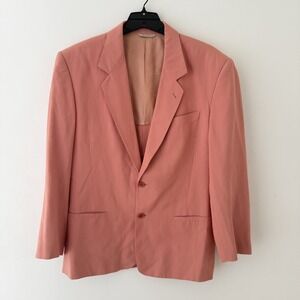 Vintage Coral Pink Blazer Jacket Size L Silk Blend Byblos Made in Italy Retro